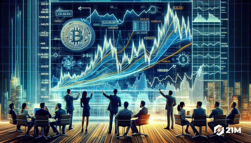 Analyse du graphique de la valeur du bitcoin par des investisseurs diversifiés.